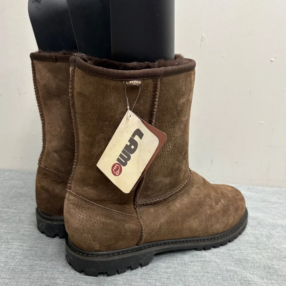 Lamo Boots Mens Size 12 Brown Suede Faux Fur Lined Rugged Lug Sole LF00000002